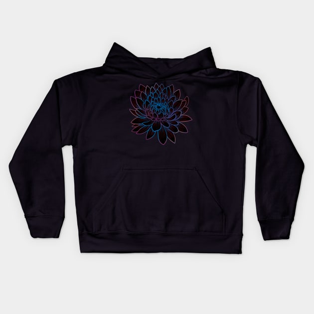 Colorful chrysanthemum or Mums flower drawing - light blue faded to red and purple Kids Hoodie by DaveDanchuk